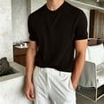 thumbnail image 2 of hotojiny Mens Casual T-Shirts Classic Short Sleeve Knit Tees Crewneck Ribbed Solid Shirts Comfort Business Work Tops, 2 of 7