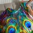 thumbnail image 4 of FCXZI Peacock Feathers Soft Flannel Blanket for Couch Bed Travel 30x40in, 4 of 7