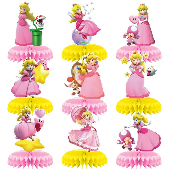 9 pack Mario Party Honeycomb Centerpiece Table Decorations Birthday Party Decorations Mario Theme Birthday Party Supplies