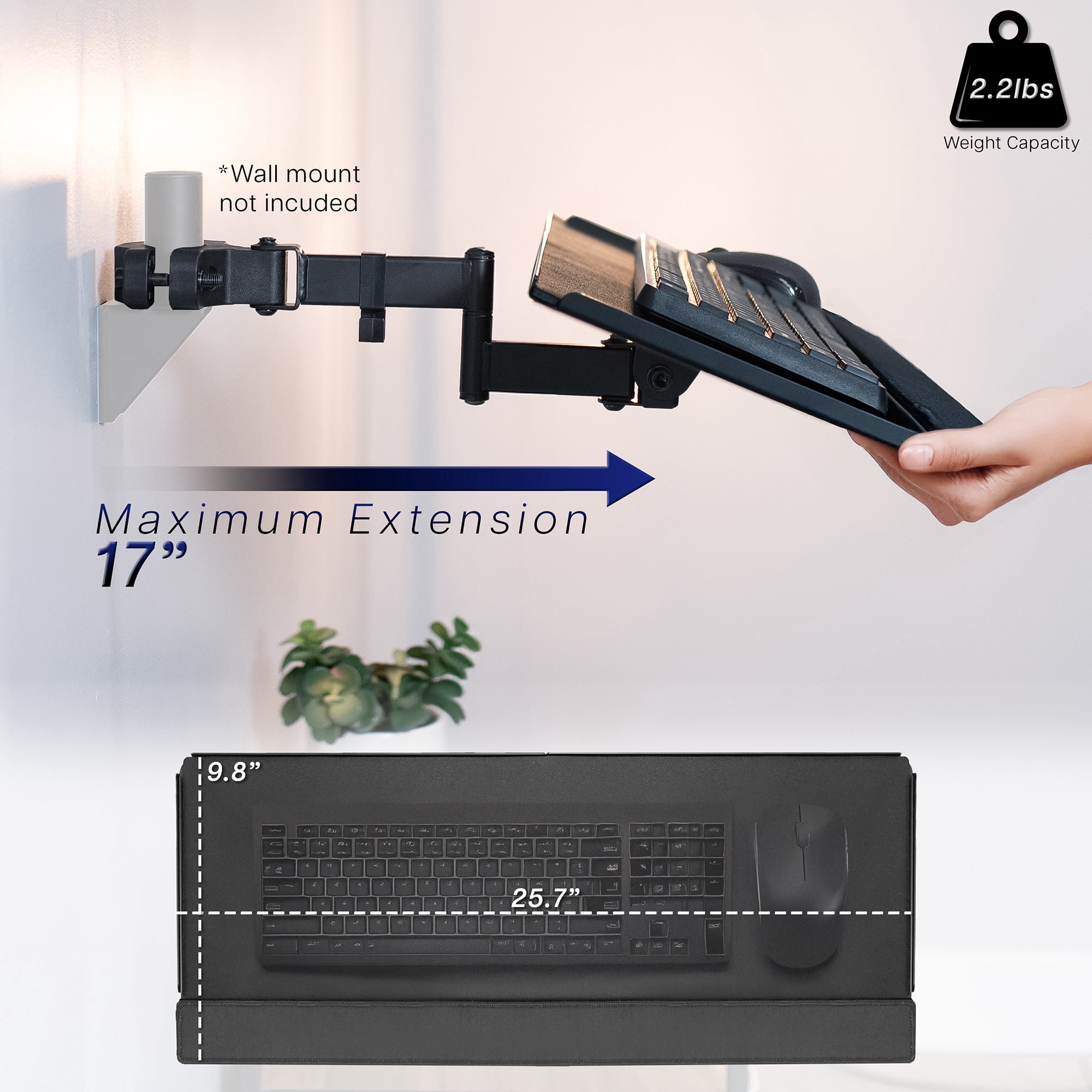 VIVO Steel Universal Full Motion Pole Mount, 26 Inch Keyboard and Mouse Tray