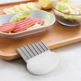 thumbnail image 6 of Ikohbadg Crinkle Cutter Garnishing Knife for Dough, French Fry Potato Cutter Stainless Steel Zig Zag Gadget Waves Chopper Knife, Crinkle Cutter for Veggies Chip Blade Cooking Tools, White, 6 of 9