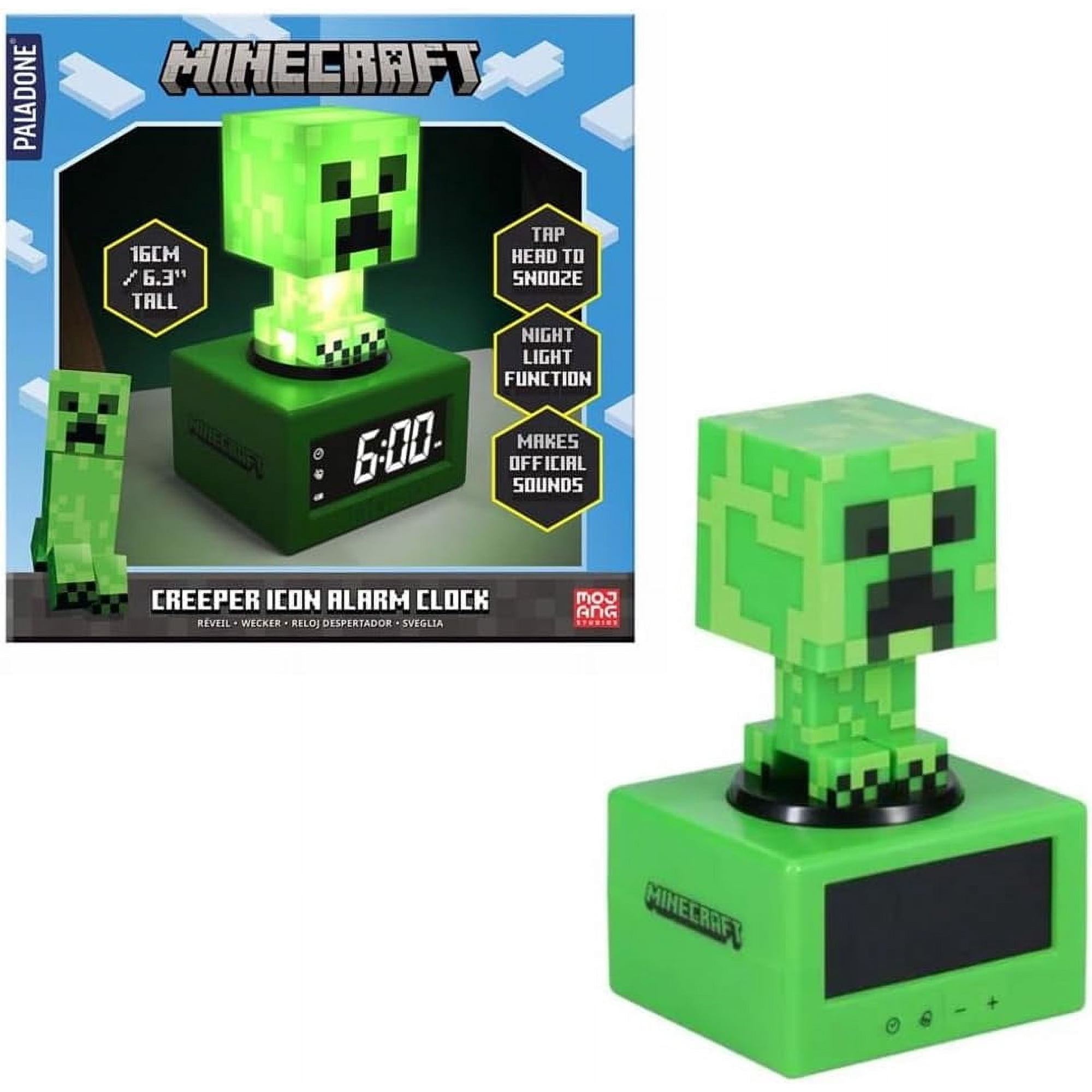 Minecraft Creeper Alarm Clock – Officially Licensed Icon with In-Game Music & Night Light for Kids & Tweens, Gaming Room Decor, Fun Gift for Minecraft Fans | Paladone