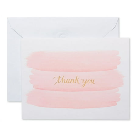 American Greetings Thank You Stationery with Envelopes, Pink Brushstrokes (50-Count)