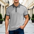 thumbnail image 2 of Gyexs Polo Shirts for Men V Neck Short Sleeve Textured Polo Shirts Casual Business Regular Fit Collar Golf Shirts Athletic Wear Light Gray, Size L, 2 of 4