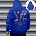thumbnail image 2 of PMVFHDE Hoodie Men Solid Color Loose Fit Daily Casual Winter Letter Print Pullover Hooded Sweatshirt for Men Blue,XL, 2 of 8