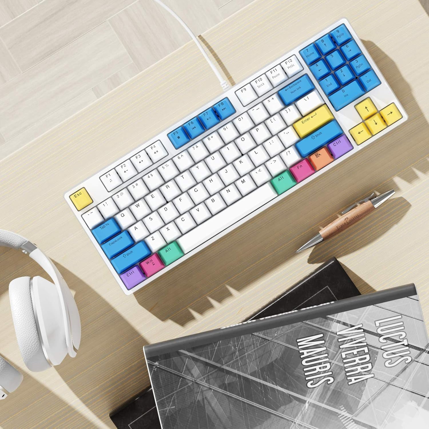 Mechanical Keyboard Wired 87-key Gaming Keyboard Green Axis Keyboard Suitable for PC Game Player Computers