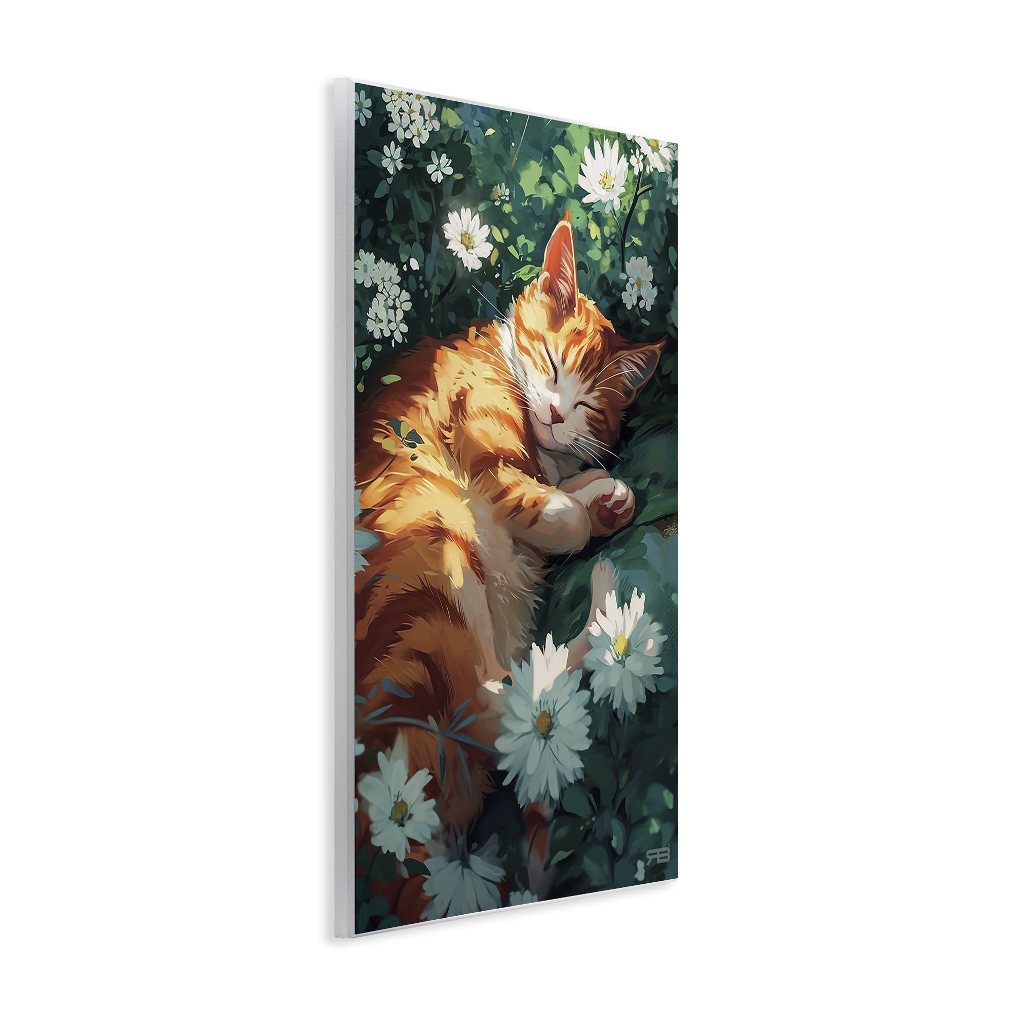 Stupell Industries Cat Sleeping in Meadow Animals & Insects Painting Unframed Art Print Wall Art, 13 x 19