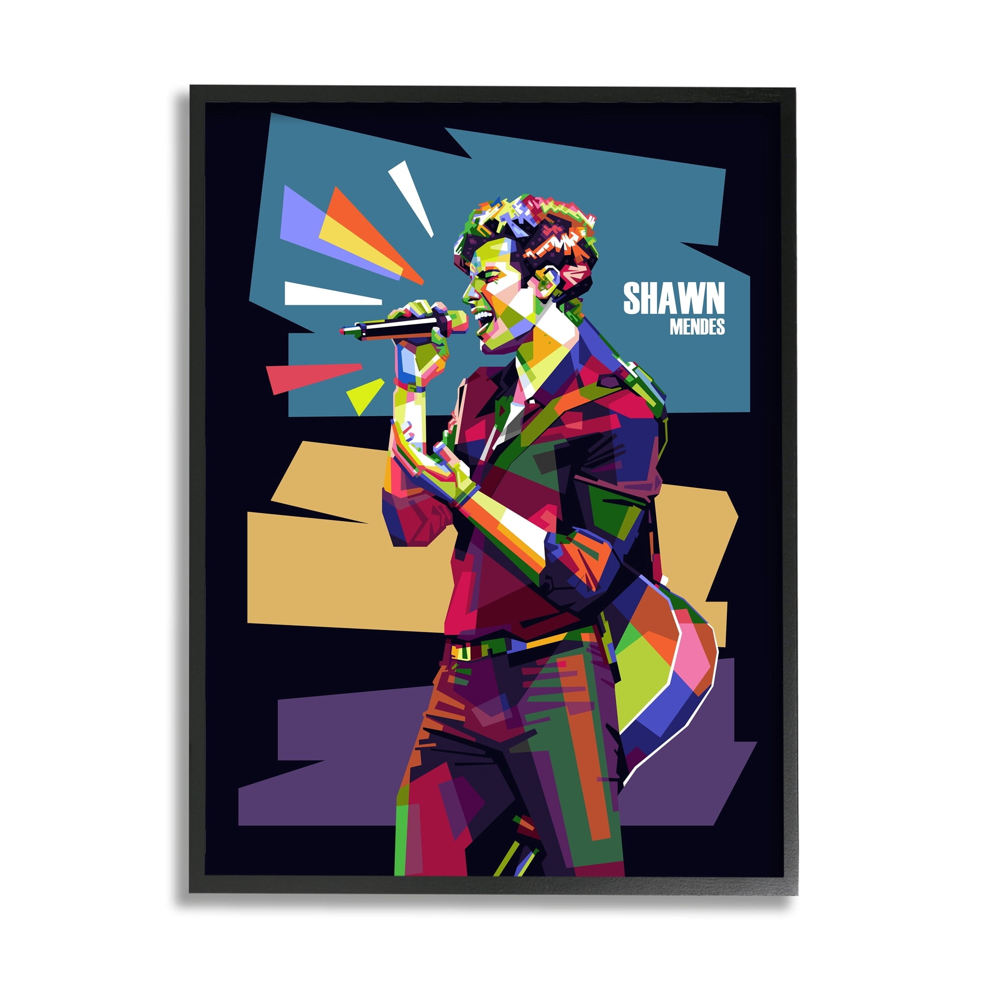 Stupell Industries Modern Shawn Mendes Abstract Portrait Bold Geometric Pattern, 11 x 14, Design by Birch&Ink