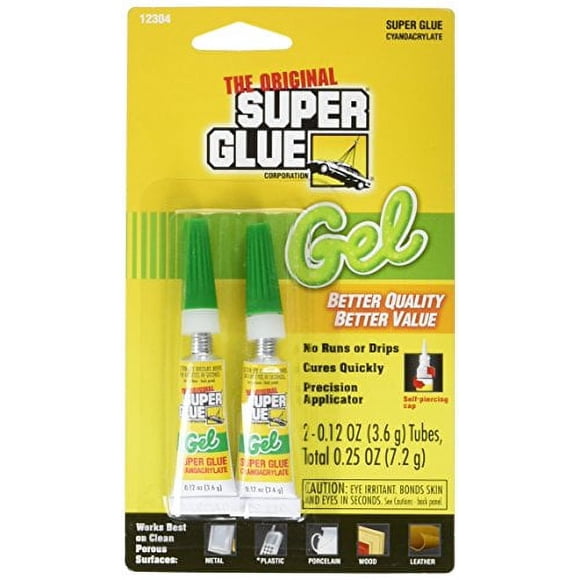 The Original Super Glue Gel de Cyanoacrylate, 0,12 Oz Chacun, 2 Tubes