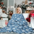 thumbnail image 4 of Xmas Snowflake Throw Blankets Blue Merry Blanket Ultra Soft Cozy Fleece Flannel Christmas Throws for New Year Winter Snow Frozen Ice Wonderland Party Sofa Couch Bed Decor, 50x60, 4 of 6