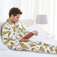 thumbnail image 4 of Mens Pajamas Set, Cute Gold Pizza Button Down Long Sleeve Loungewear Sleepwear Pjs sets for Men, 4 of 5
