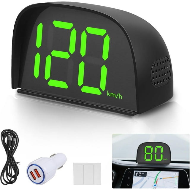 Digital Car Speedometer, Car Head-Up Display, Smart GPS HUD Speedometer, USB Plug and Play, Large LED Screen for Bicycle, Motorcycle, Truck, Car, Scooter