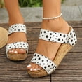 thumbnail image 2 of Rokment Women's Polka Dot Cork Footbed Slip on Dress Sandals Retro Beach Casual Leather Open Toe Platform Wedge Chunky Heels Slides Comfortable Backless Walking Summer Shoes White Size 7.5, 2 of 5