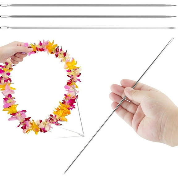 3 Pieces Long Lei Making Needle Kit.Bexikou 10inch Big Eye Sewing Needle,Hand Sewing Needles for Home Upholstery, Carpet, Leather, Canvas Repair Stitching