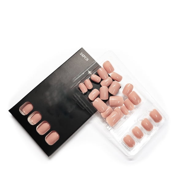 EGNMCR 24Pcs Short Press On Nails Glossy Fake Nails With 12 Sizes Reusable Glue On Nails For Women Girls Natural Short False Nails Set For Daily And Party Wear press on nails