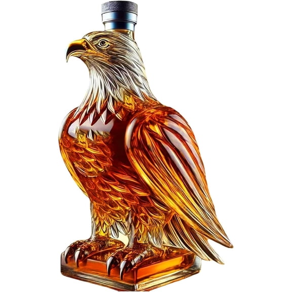 SQDWYGUO New Whiskey Eagle Glass Decanter， Men's Fun Whiskey Bottle, Home Bar Decoration Gift Whiskey Decanter Set,transparent