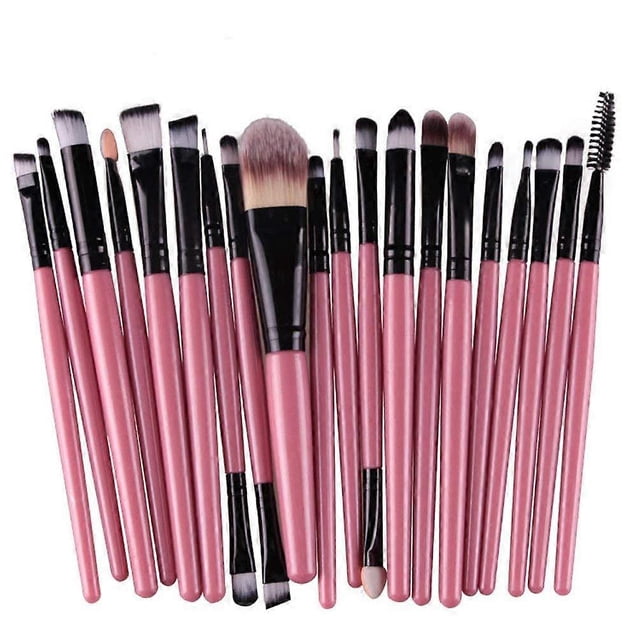 Set of 20pcs Cosmetic Makeup Brushes Set Powder Foundation Eyeliner Eyeshadow Lip Brush for Beautiful Female (Pink+Black)