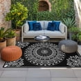 thumbnail image 2 of Black Boho Outdoor Rug for Patio/Deck/Porch, Non-Slip Large Area Rug 6 x 9 Ft, Retro Farmhouse Neutral Abstract Geometric Indoor Outdoor Rugs Washable Area Rugs, Reversible Camping Rug Carpet Runner, 2 of 8