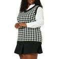 thumbnail image 4 of Unique Bargains Juniors' Plus Size Houndstooth Vest V Neck Loose Knitted Sweaters 2X Black White, 4 of 7