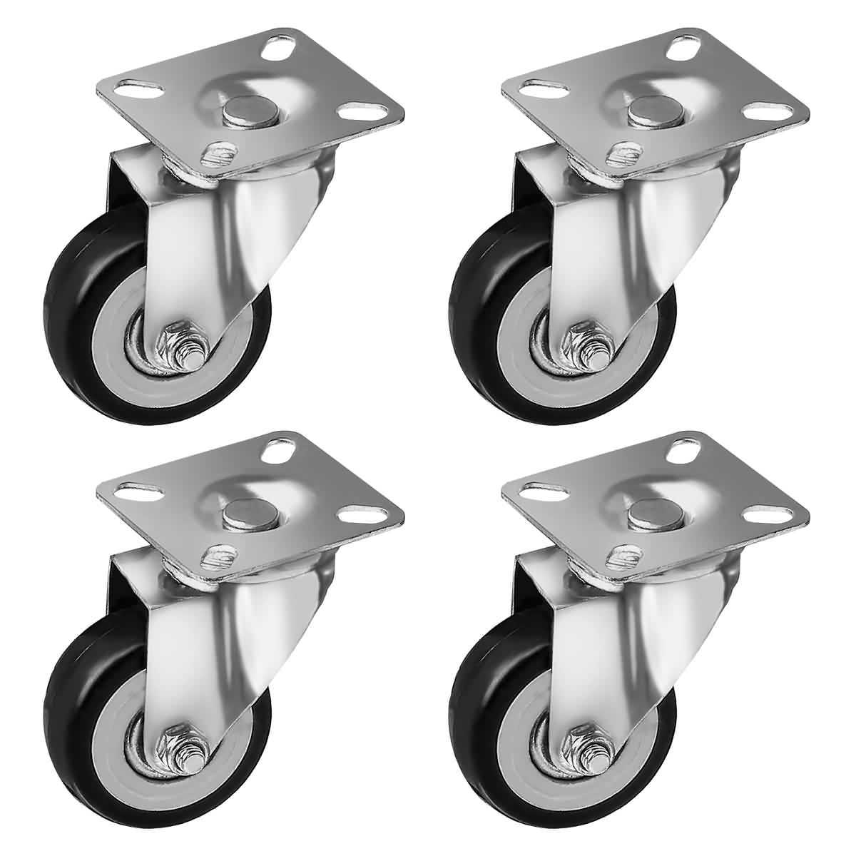50mm rubber castors set of 2 braked and 2 swivel casters 