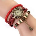 thumbnail image 5 of UDIYO Women Vintage Eiffel Tower Multilayer Braided Faux Leather Bracelet Wrist Watch, 5 of 6