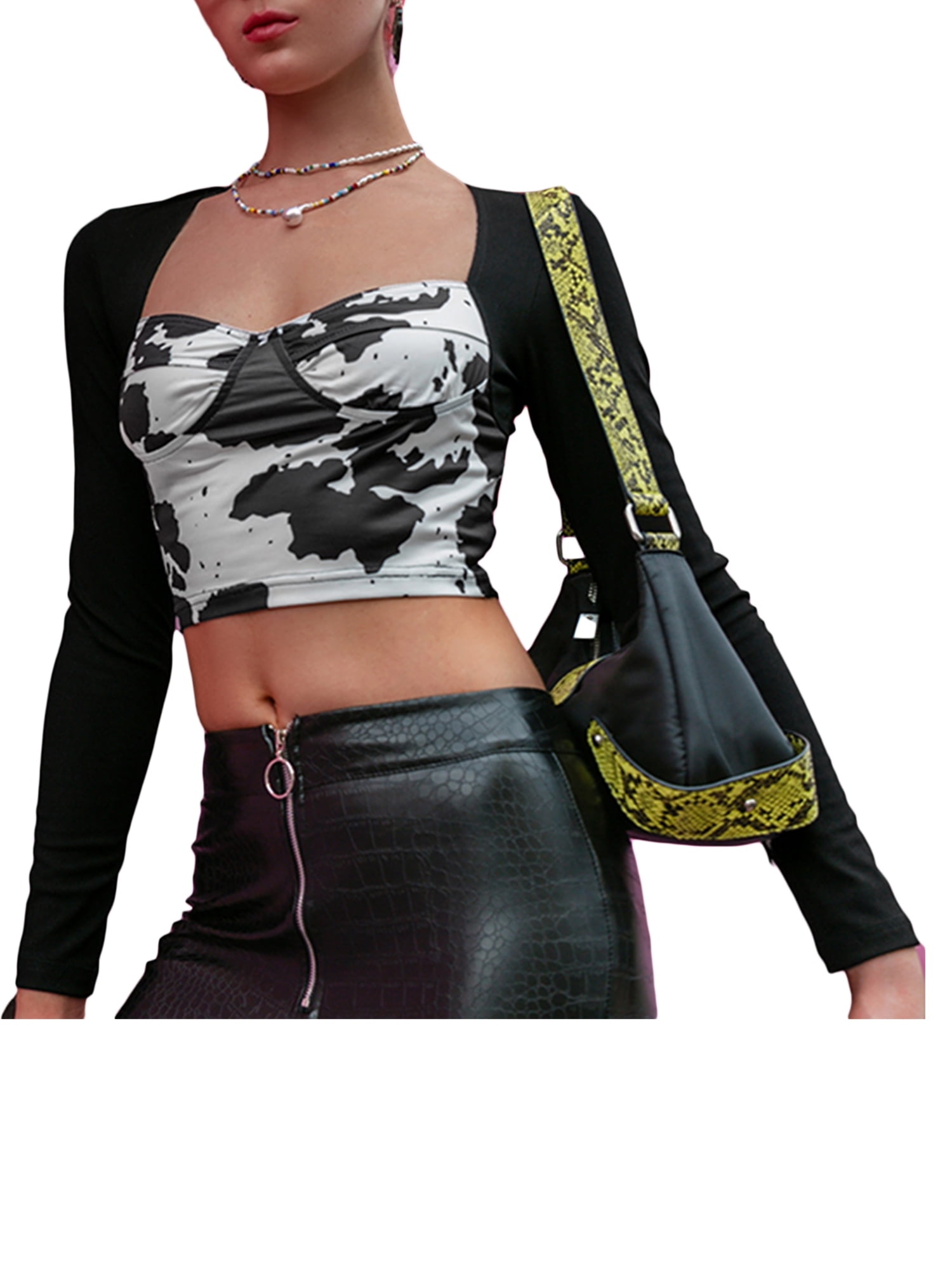 cow crop top long sleeve