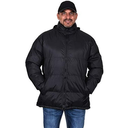 - Tallino Men's Puffer Jacket Mock Neck with Zip Off Hood a Cold Weather Jacket