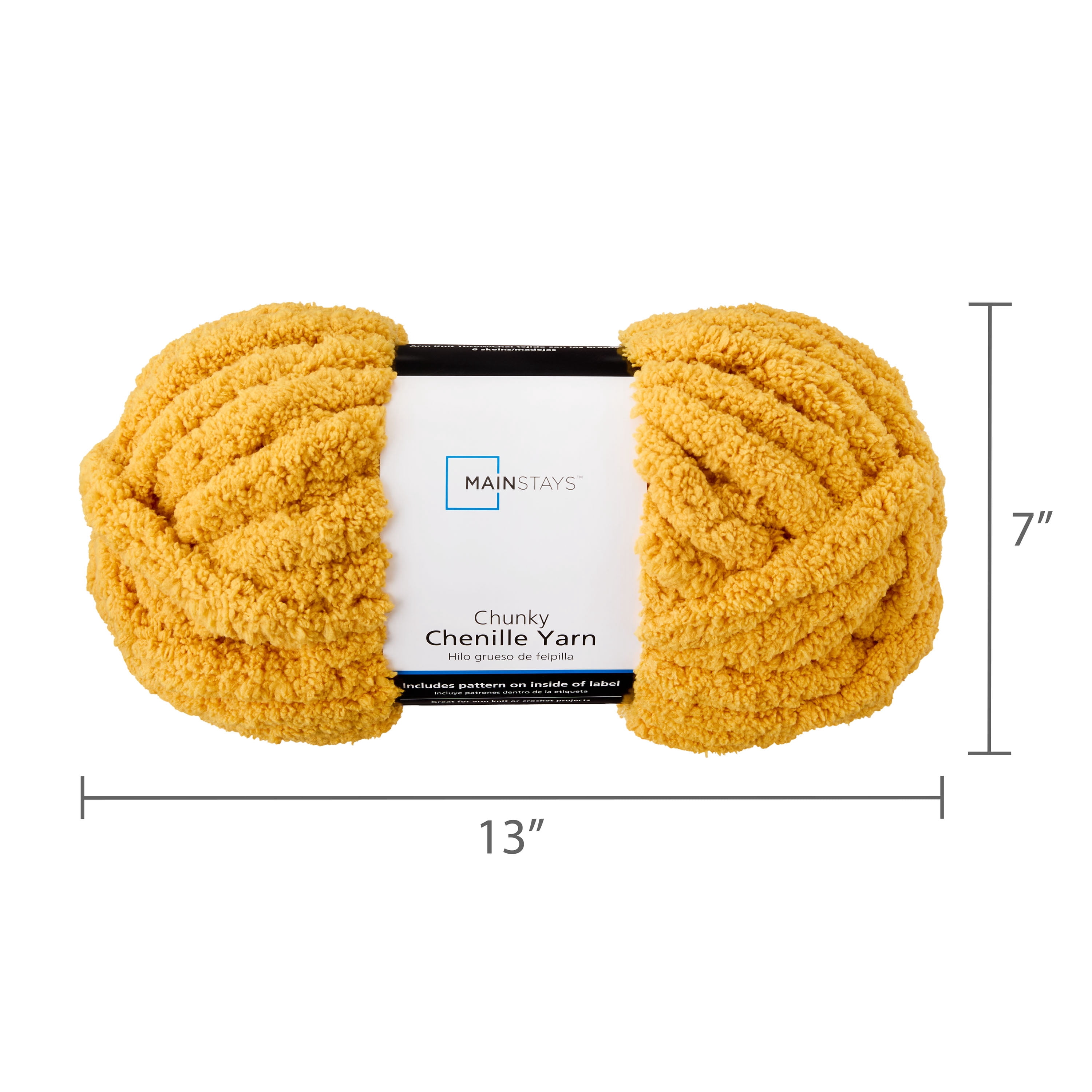 Mainstays Chunky Chenille Yarn, 31.7 yd, Mango, 100% Polyester, Super Bulky