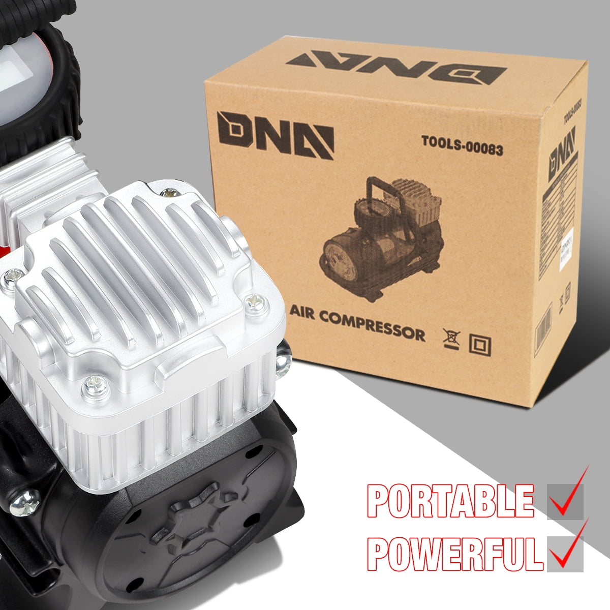 12 V 125 PSI LED Flash Light Air Pump Portable Air Compressor Inflator for Cars, Bikes and Balls
