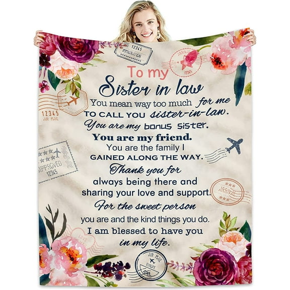 Sister in Law Gifts Blanket 60" x 50" Sister in Law Gifts for Women Funny Present for Sisters Birthday Present Ideas Throw Blankets