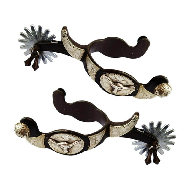 kurtrusly 2x Éperons de Cheval Anti-Rouille Femmes Éperons de Cheval Style Occidental pour Équipements de Compétition Marron Foncé