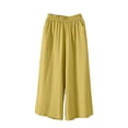 thumbnail image 4 of GXIPO Capri Pants for Women Plus Size Wide Leg Capri Pants Casual Dressy Beach Capris with Pockest Yellow L, 4 of 5