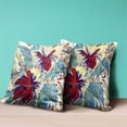 thumbnail image 3 of Amrita Sen Designs  16 x 16 in. Hawaii Floral Duo Broadcloth Indoor & Outdoor Blown & Closed Pillow - White, Blue & Red, 3 of 5