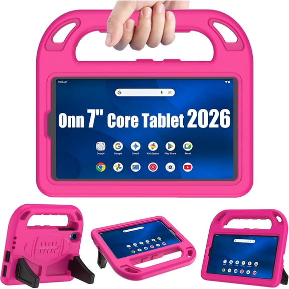 SUPNICE Kids Case for Walmart Onn 7 inch Core Tablet Gen 5 2026 Model (TBBLU36020962),Lightweight Handle Friendly Kickstand Cover for Walmart Onn 7" Core Tablet 2026 Release, Pink