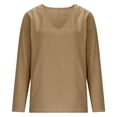 thumbnail image 5 of YMNXA Womens T Shirt Long Sleeve V Neck Solid Color Elegant Fashion Comfortable Basic Top Shirt For Daily Wear,Khaki,Xxxl, 5 of 6