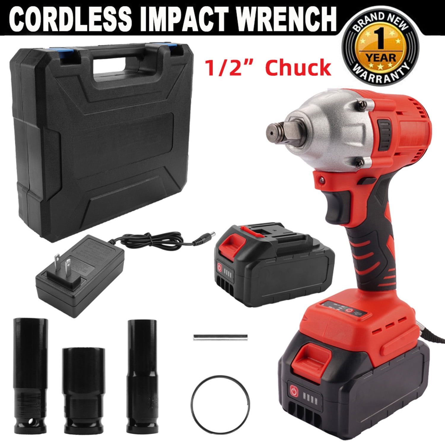 Rtmgob 3/8" Cordless Impact Wrench Kit, 21V Cordless Impact Wrench with Battery
