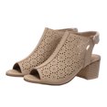 thumbnail image 7 of NOKIO Women Summer Solid Hook Loop Casual Hollow Out Open Toe Square Heels Comfortable Beach Shoes Sandals Shoes High Heel Fashion Sandal with Adjustable Ankle Strap, 7 of 7