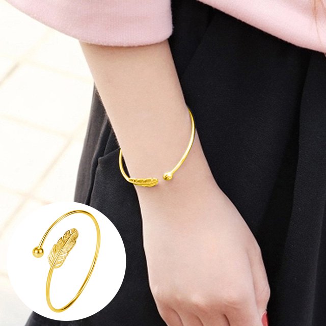 LPSSTORE Bracelets Women's Silver Plated Angel Feather Adjustable Open Bangle Bracelet Jewelry Attractive Design
