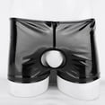 thumbnail image 4 of Men Shiny Leather Boxer, Sexy Open Crotch, Glossy PVC Leather, Wetlook Latex Short Pants, 4 of 6