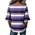 thumbnail image 5 of Stralyhd 3/4 Sleeve Tops for Women Summer Loose Casual V Neck Henley Blouses Travel Vacation Tops Office Shirts Purple S, 5 of 6