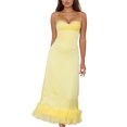 thumbnail image 4 of Kmbangi Women's Bodycon Long Dress Spaghetti Strap Solid Color Ruffle Hem Party Dress Zip Back Midi Dress, 4 of 9