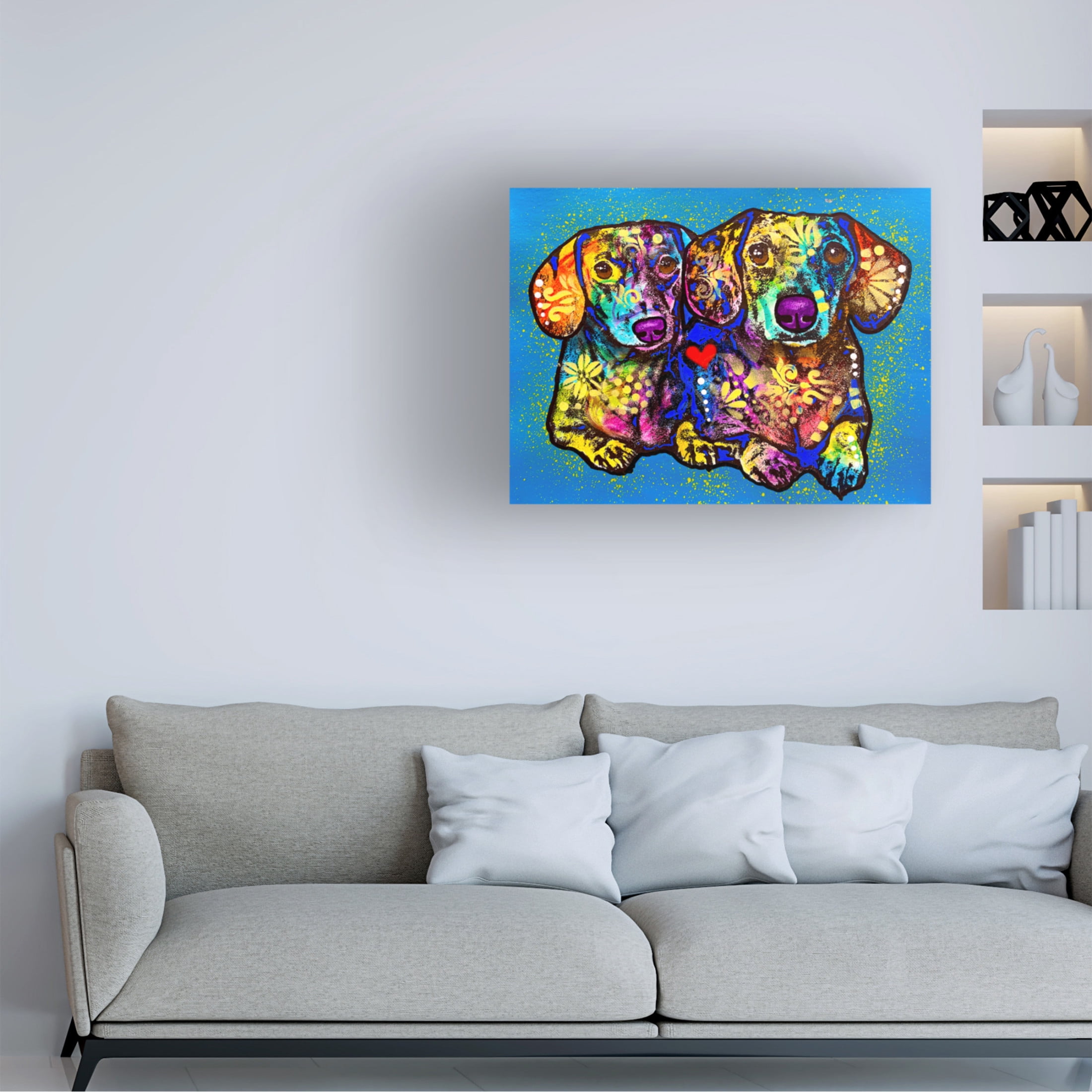 Canvas Wall Art - Dean Russo 'Two Doxies' Wall Art for Living Room, Bedroom, or Office Décor by Trademark Fine Art - 19 x 14 Inches