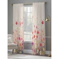 thumbnail image 3 of Pink Spring Floral Sheer Curtains 96 Inch Length 2 Panels Set, Watercolor Summer Botanical Voile Window Treatment Semi Sheer Long Curtains Drapes for Bedroom/Living Room/Kitchen 52"x96"x2, 3 of 7