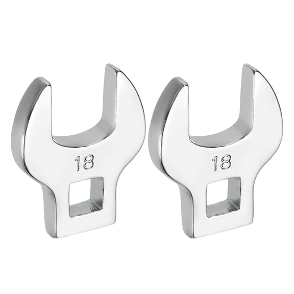 Uxcell 2 Pcs Drive Crowfoot Wrench 3/8 Inch 18mm Metric Flare Nut Wrench CR-V Steel Electroplating Open End Crowfoot Wrench for Automotive Repair Mechanics, Bright Silver