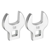 Uxcell 2 Pcs Drive Crowfoot Wrench 3/8 Inch 18mm Metric Flare Nut Wrench CR-V Steel Electroplating Open End Crowfoot Wrench for Automotive Repair Mechanics, Bright Silver