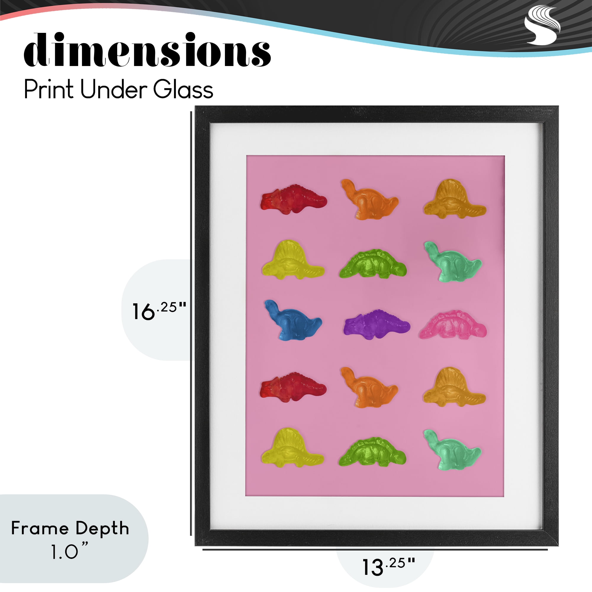 Stupell Industries Dinosaur Candies on Pink Black Framed Print Under Glass, design by LISH Creative