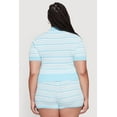 thumbnail image 5 of Womens Plus Size Daisy Striped Cropped Polo Shirt, 5 of 5