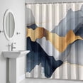 thumbnail image 5 of Abstract Shower Curtain for Bathroom Decor, Modern Gold Blue Grey Geometric Minimalist Waterproof Fabric Shower Curtain, 60"x72" Set with 12 Hooks, 5 of 9