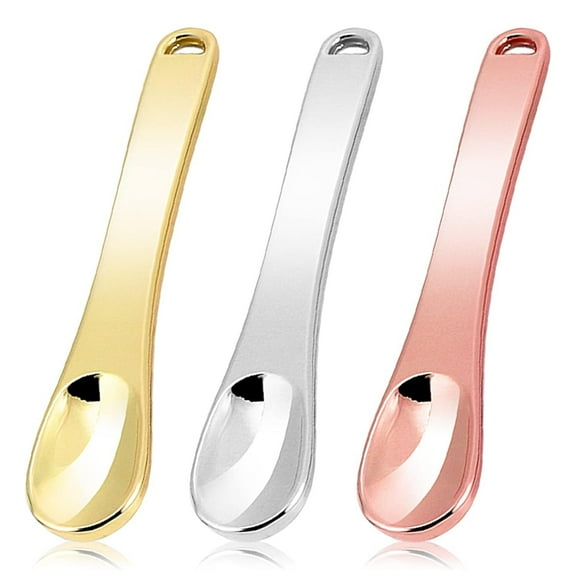 LQQBOX 3 Pcs Mini Metal Makeup Spatula Skin Care Cosmetic Spoon Reusable Applicator, Beauty Scoop for Facial Cosmetic for Face Mask Cream Lotions Moisturizers