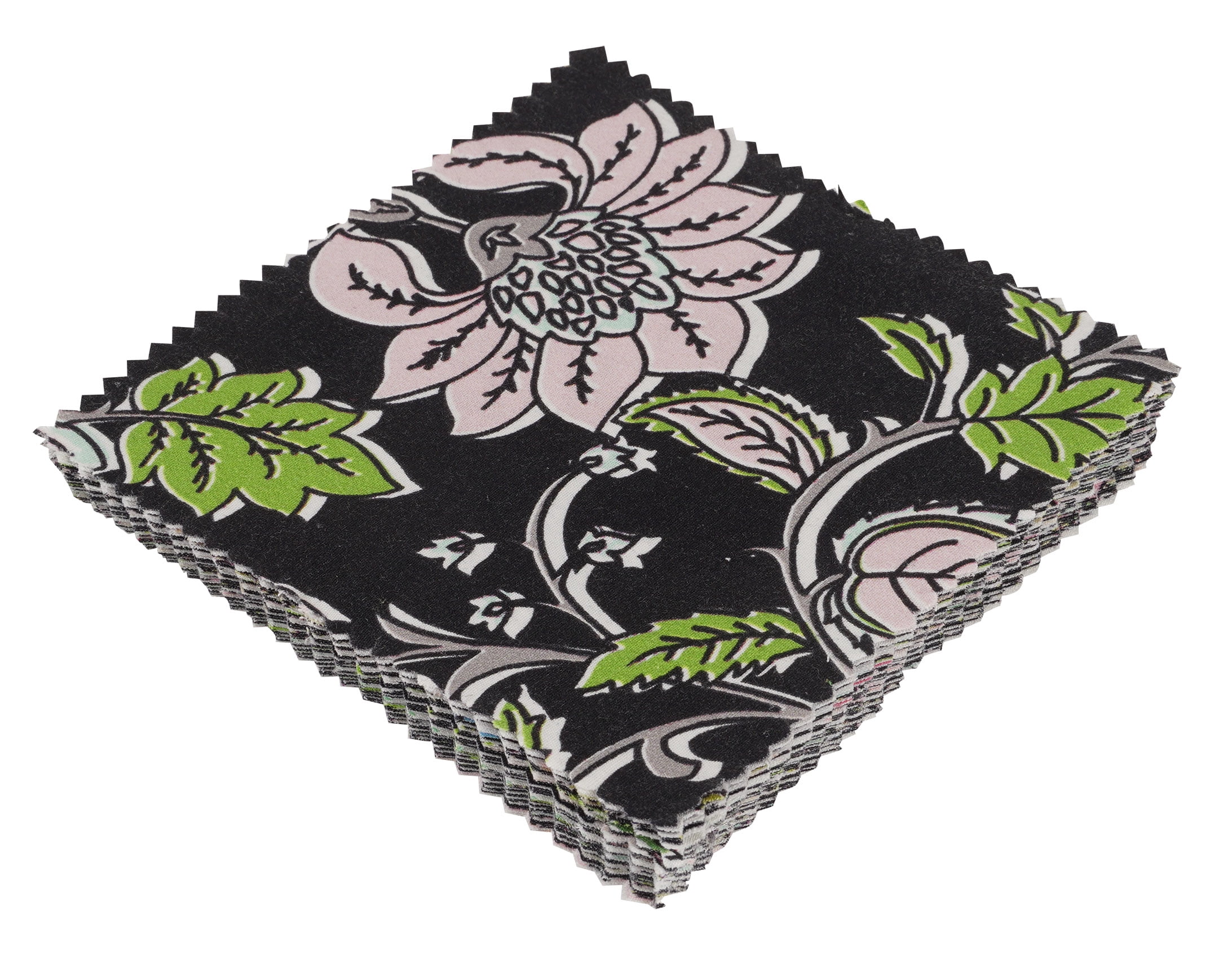 Soimoi Florals Print&nbsp;Precut 10-inch Cotton&nbsp;Fabric&nbsp;Quilting&nbsp;Squares&nbsp;Charm Pack DIY Patchwork Sewing Craft-Black